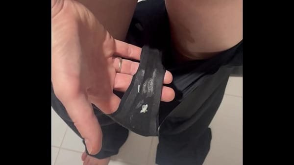 Cheating wife Hairy Elena shows off her dirty panties with traces of her lover’s cum.